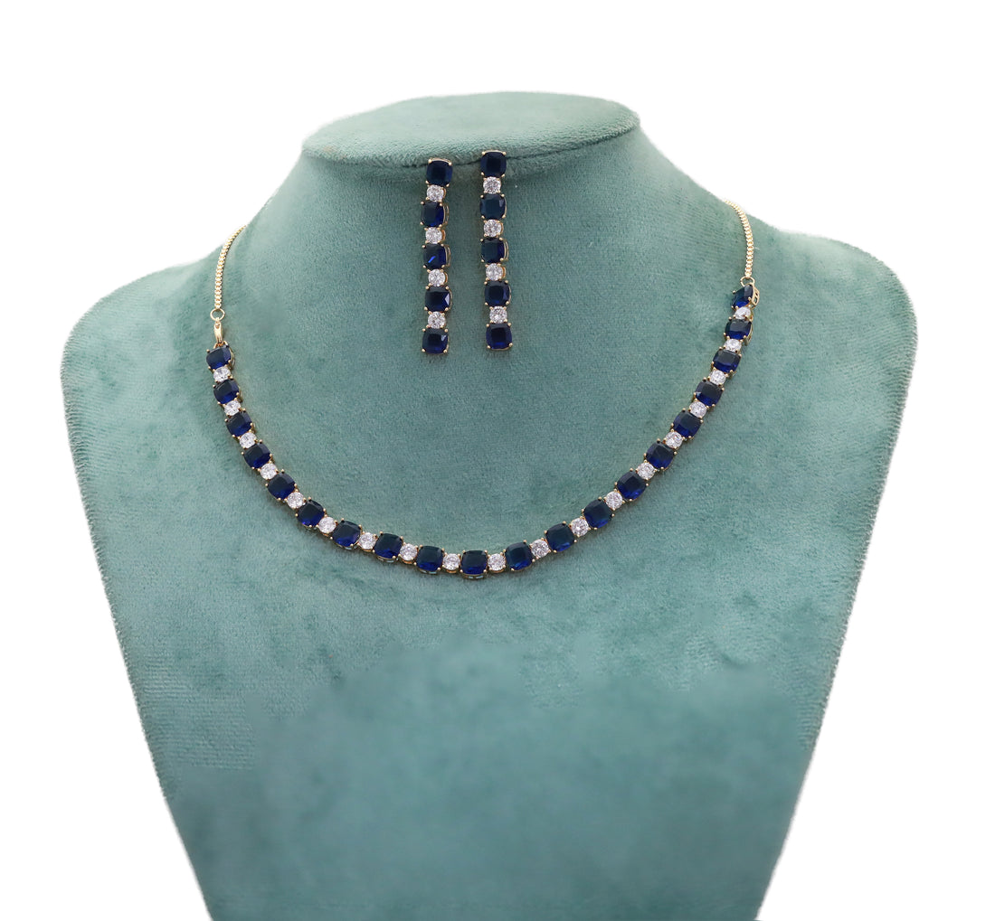 Zircon Classic Cushion Line Necklace Set  9952