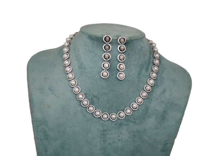 Zircon Vintage Charm Pearl Necklace Set 9967