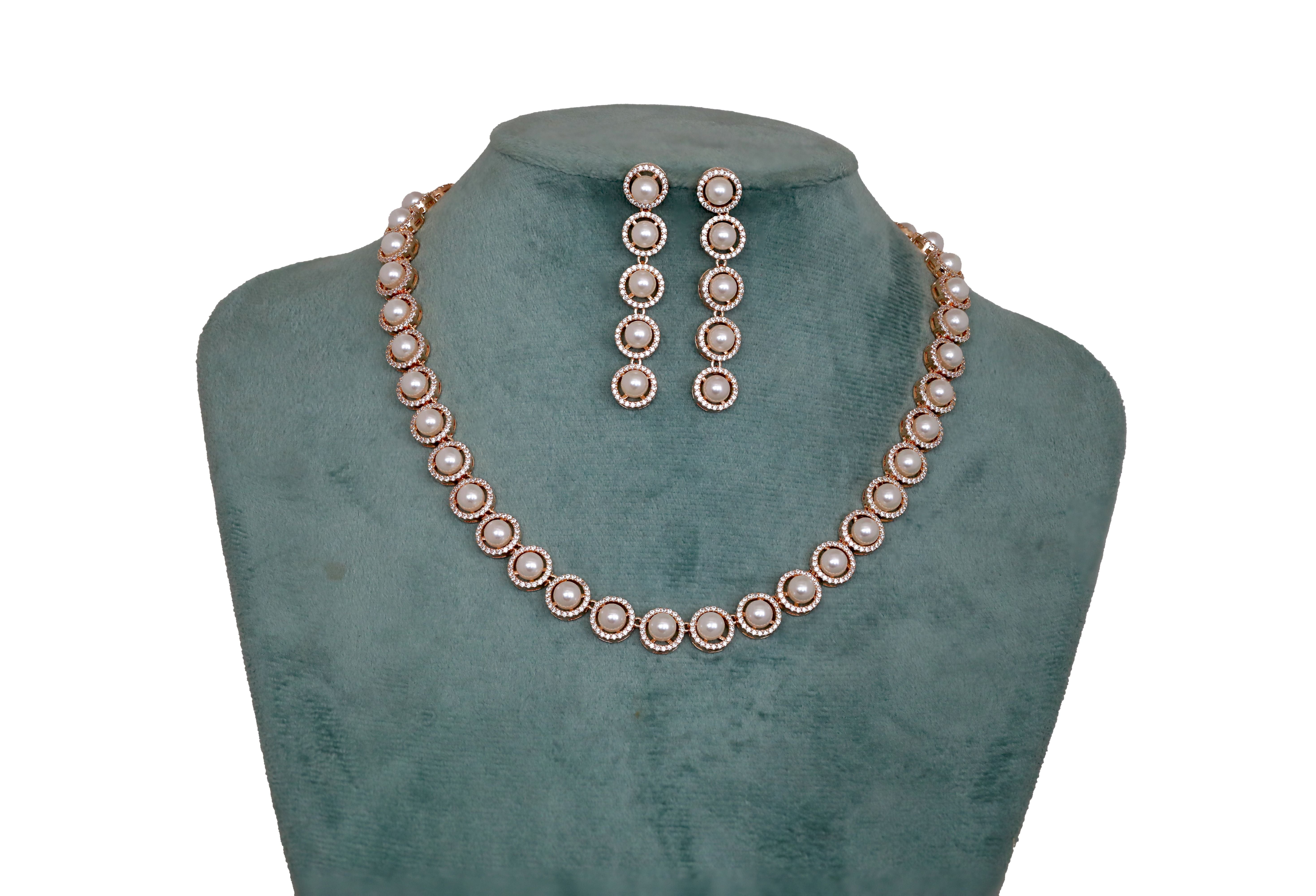 Zircon Vintage Charm Pearl Necklace Set 9967