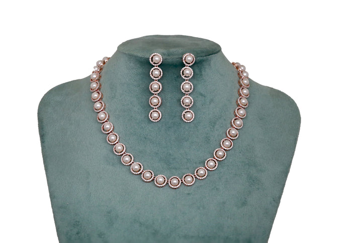 Zircon Vintage Charm Pearl Necklace Set 9967