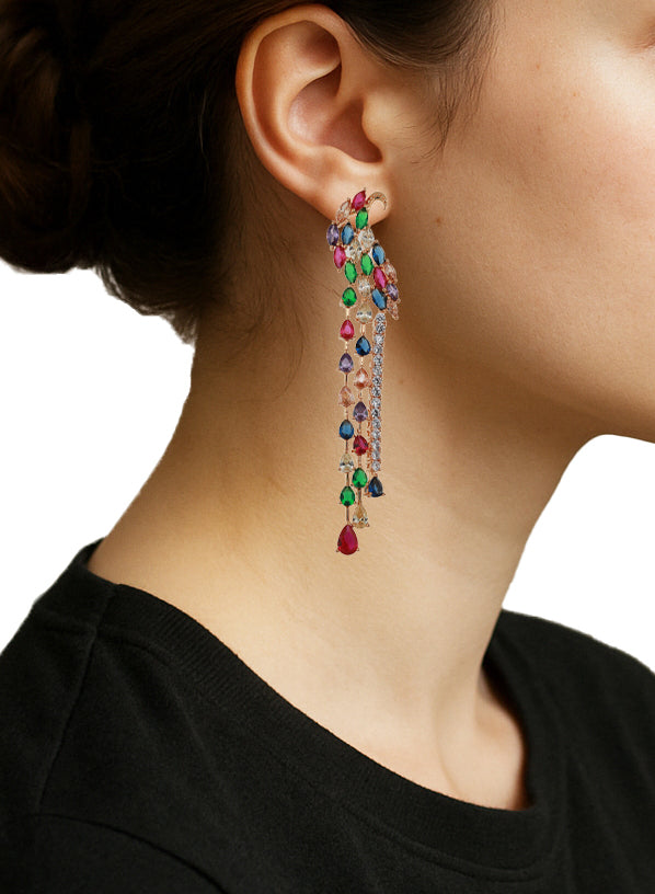 Zircon Peacock Chandelier Earrings 11495