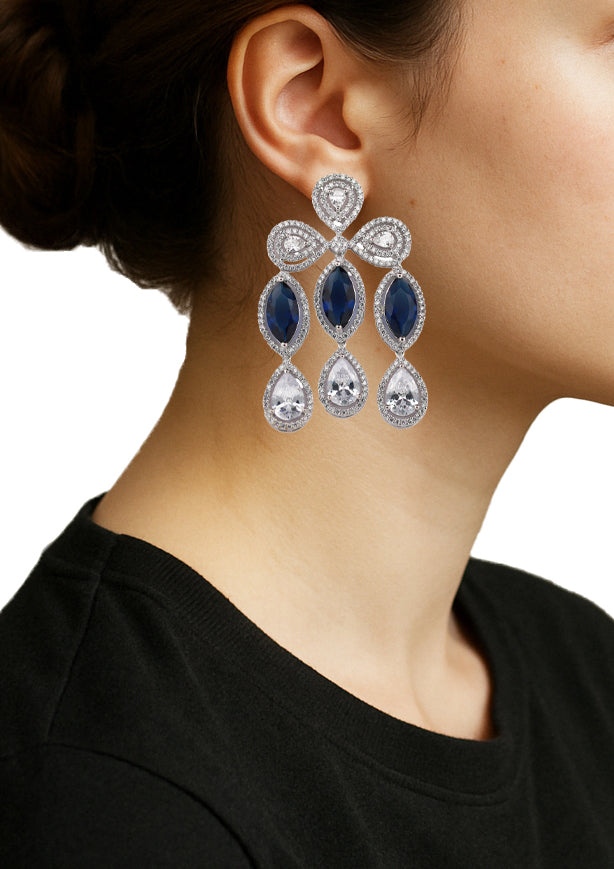 Zircon Clustered Chandelier Earrings 11484
