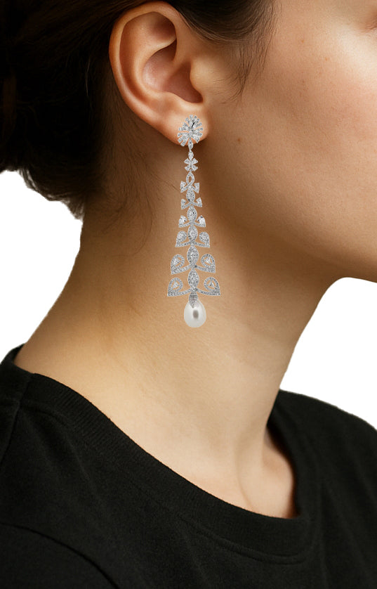 Zircon Chandelier Pearl Drop Earring 11508