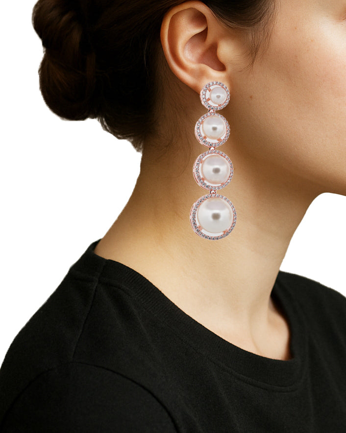 Zircon Layered Luxe Pearl Earrings 11534