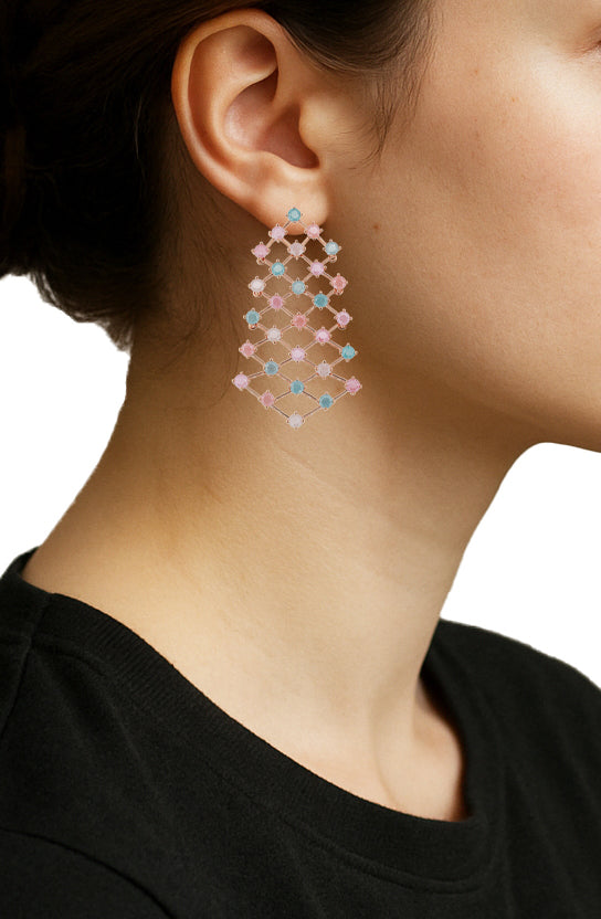 Zircon Pastel Net Dangler Earrings 11477