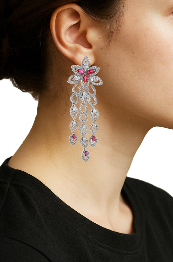 Zircon Floral Trail Drop Earrings 11468
