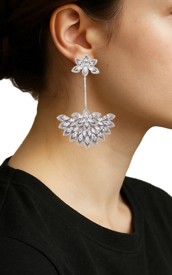 Zircon Crystal Lotus Bloom Earrings 11500
