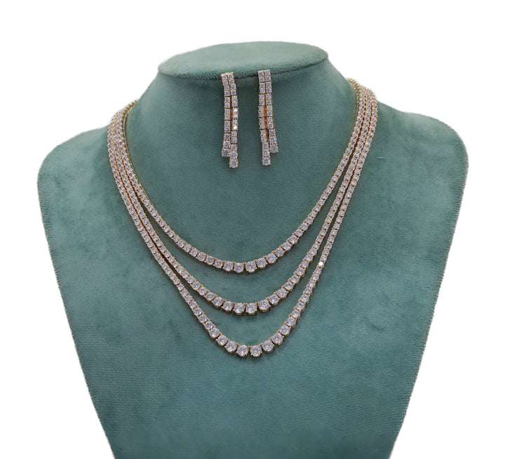 Zircon Triple Layer Sparkle Necklace Set 6555