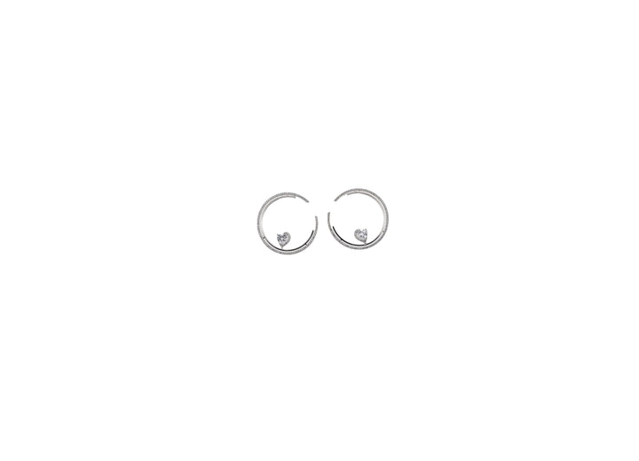 Zircon Heart Accent Open Hoop Earrings 11467