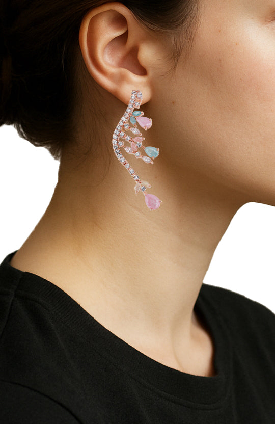 Zircon Pastel  Ear Climber Earrings 11774