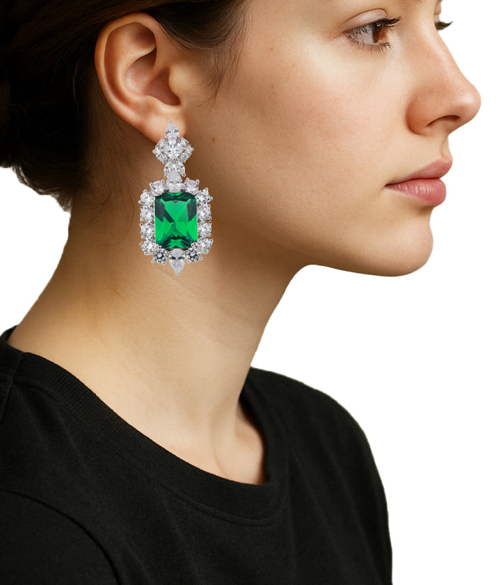 Zircon Cushion Halo Earrings 13378