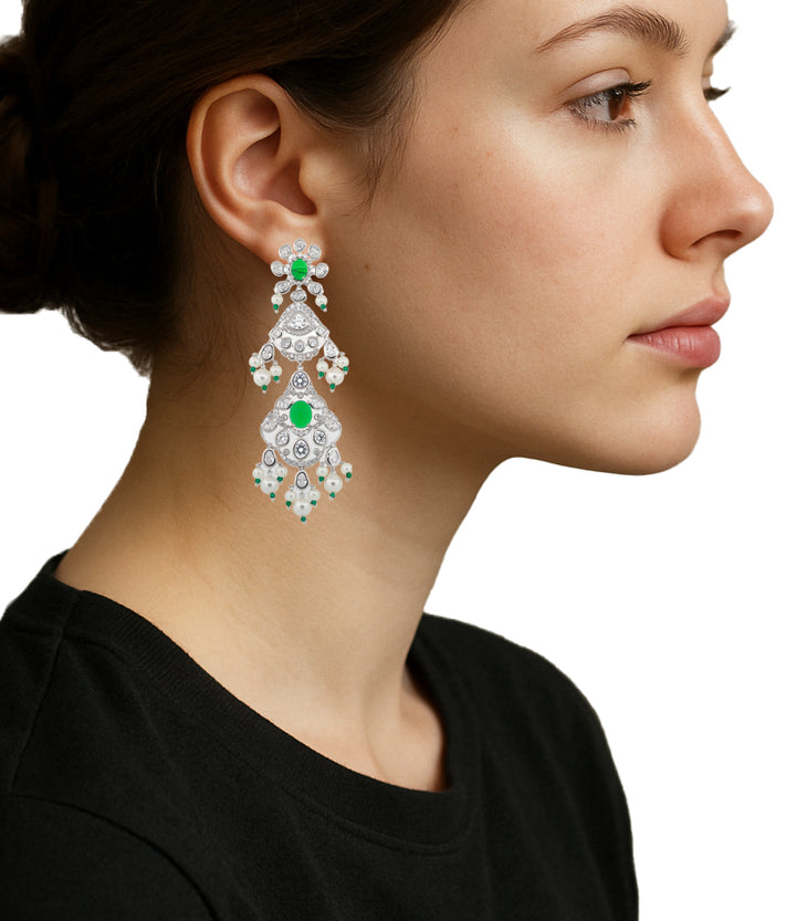 Zircon Polki Chandbali Earrings 11488