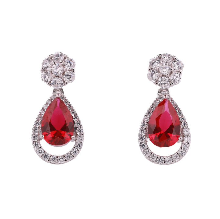 92.5 Sterling Silver Teardrop Halo Dangle Earrings 17932
